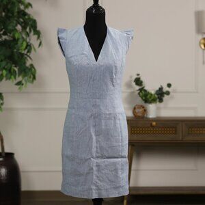 T Tahari “Patty” Linen Blend Blue Dress